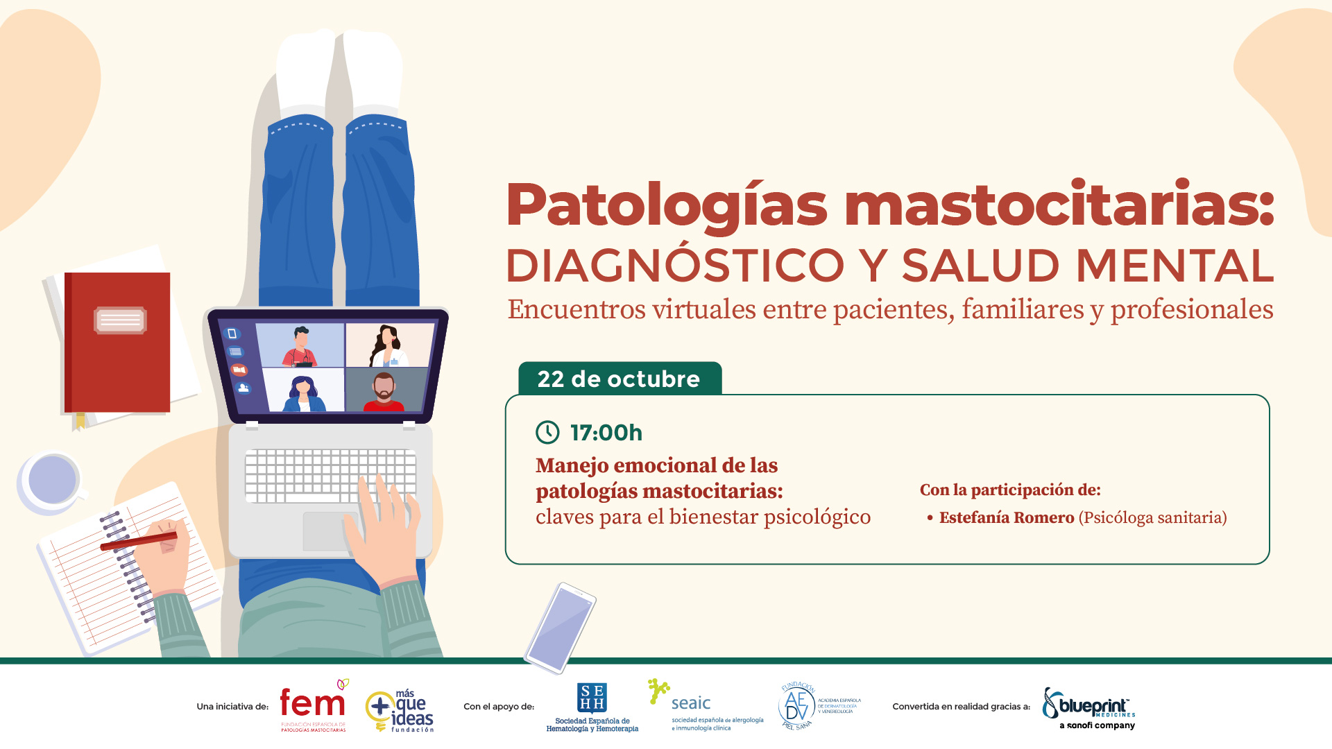 <span>(Webinar patrocinado)</span> <br><b>Manejo emocional de las patologías mastocitarias:</b> claves para el bienestar psicológico